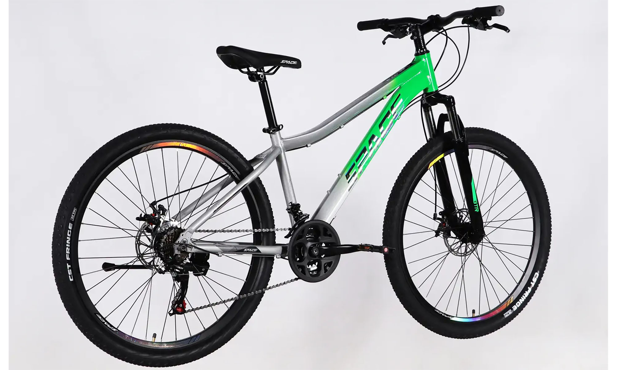 Велосипед SPACE IZIDA DD FR, 27.5", размер S, рама-15", год 2026, зелено-серебристый 4 Велосипед SPACE IZIDA DD FR, 27.5", размер S, рама-15", год 2026, зелено-серебристый 4