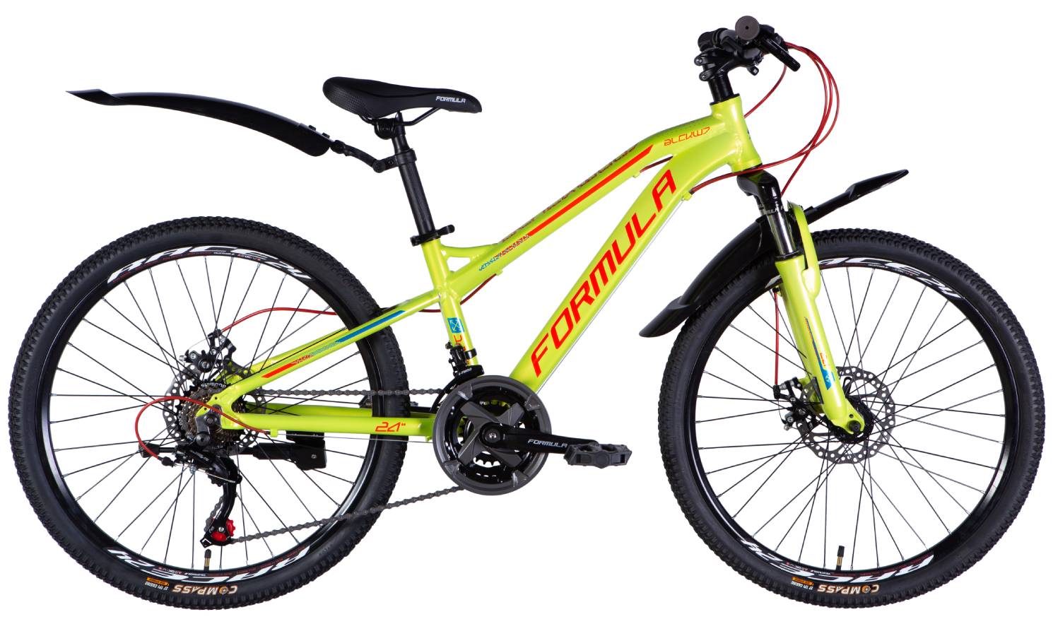 Фотография Велосипед Formula BLACKWOOD 1.0 DD 24" размер XXS рама 12,5 2025 зелено-красный 