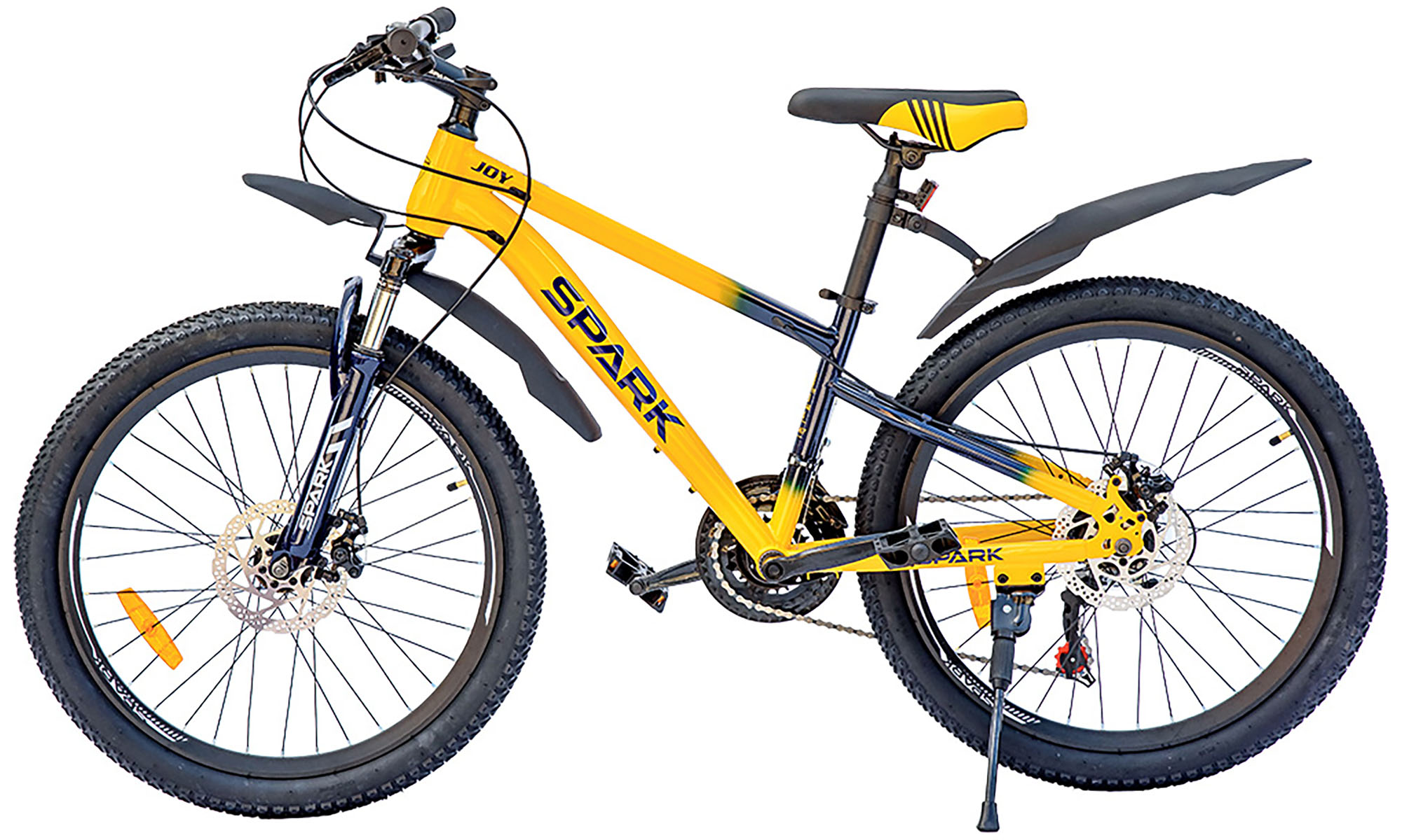 Велосипед SPARK JOY 24", размер XS, рама 13", 2025, желтый с темно-синим 3