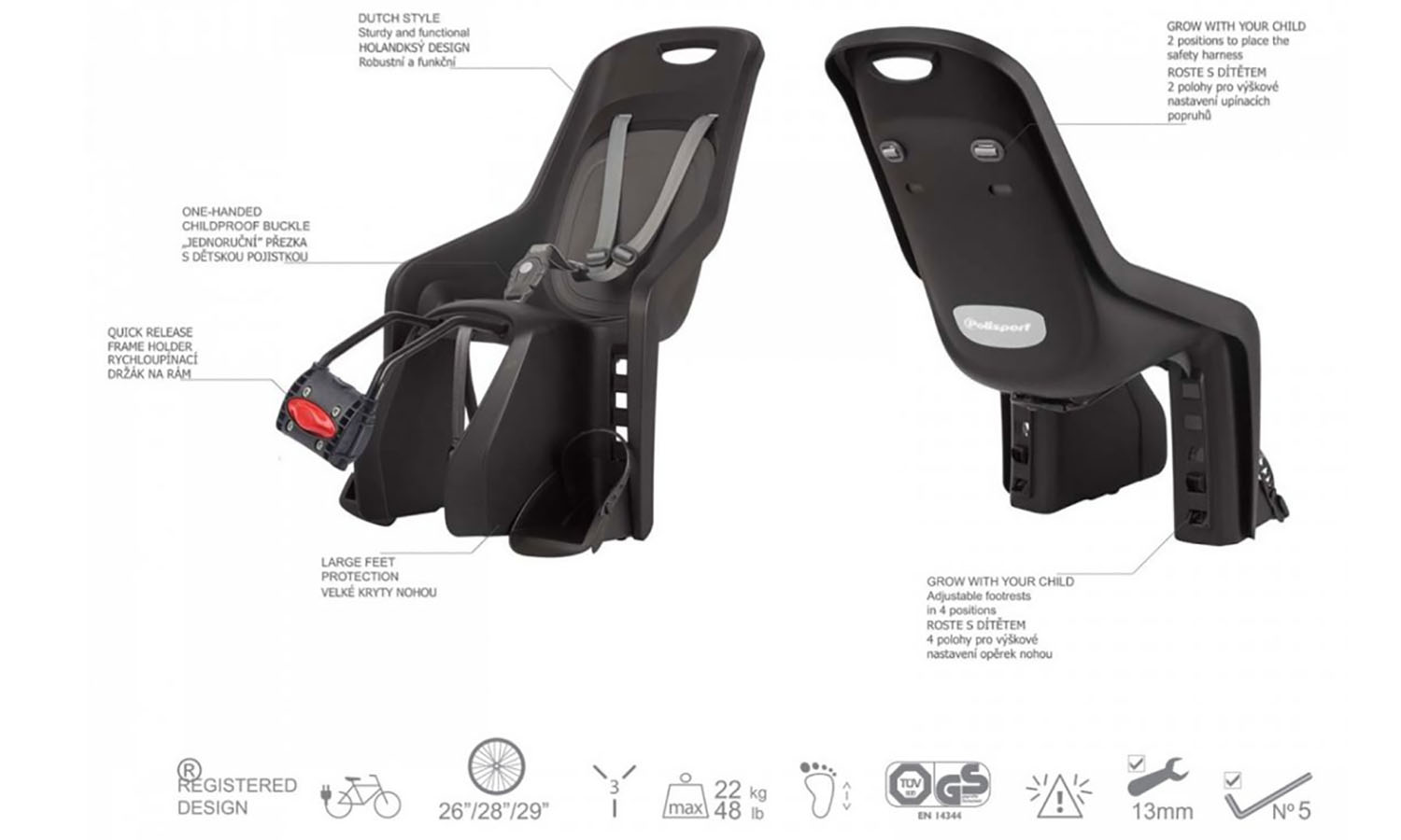 Крісло дитяче Author Bubbly Maxi FF X8, 26"-28", на підсідельну трубу рами, сіре 3