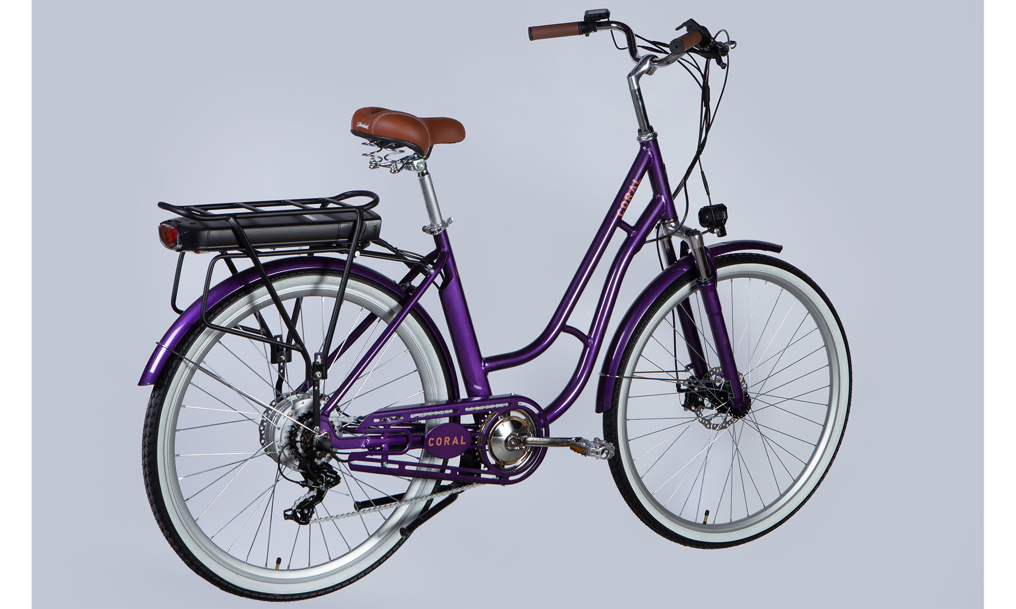 Велосипед с электроприводом Dorozhnik eCORAL DD FR 28" размер L рама-19" 36B 12.5А*ч 500Вт фиолетово-синий 3