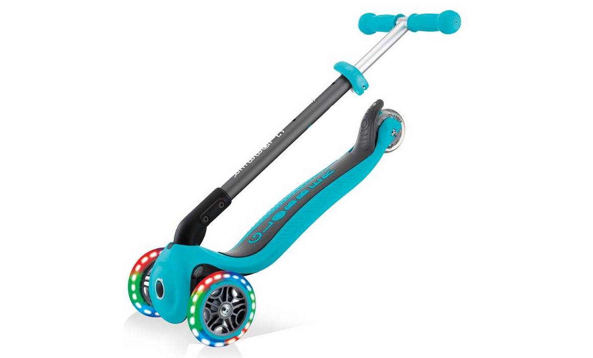 Фотография Самокат GLOBBER PRIMO FOLDABLE LIGHTS, бирюзовый, колёса с подсветкой, 3+ 6