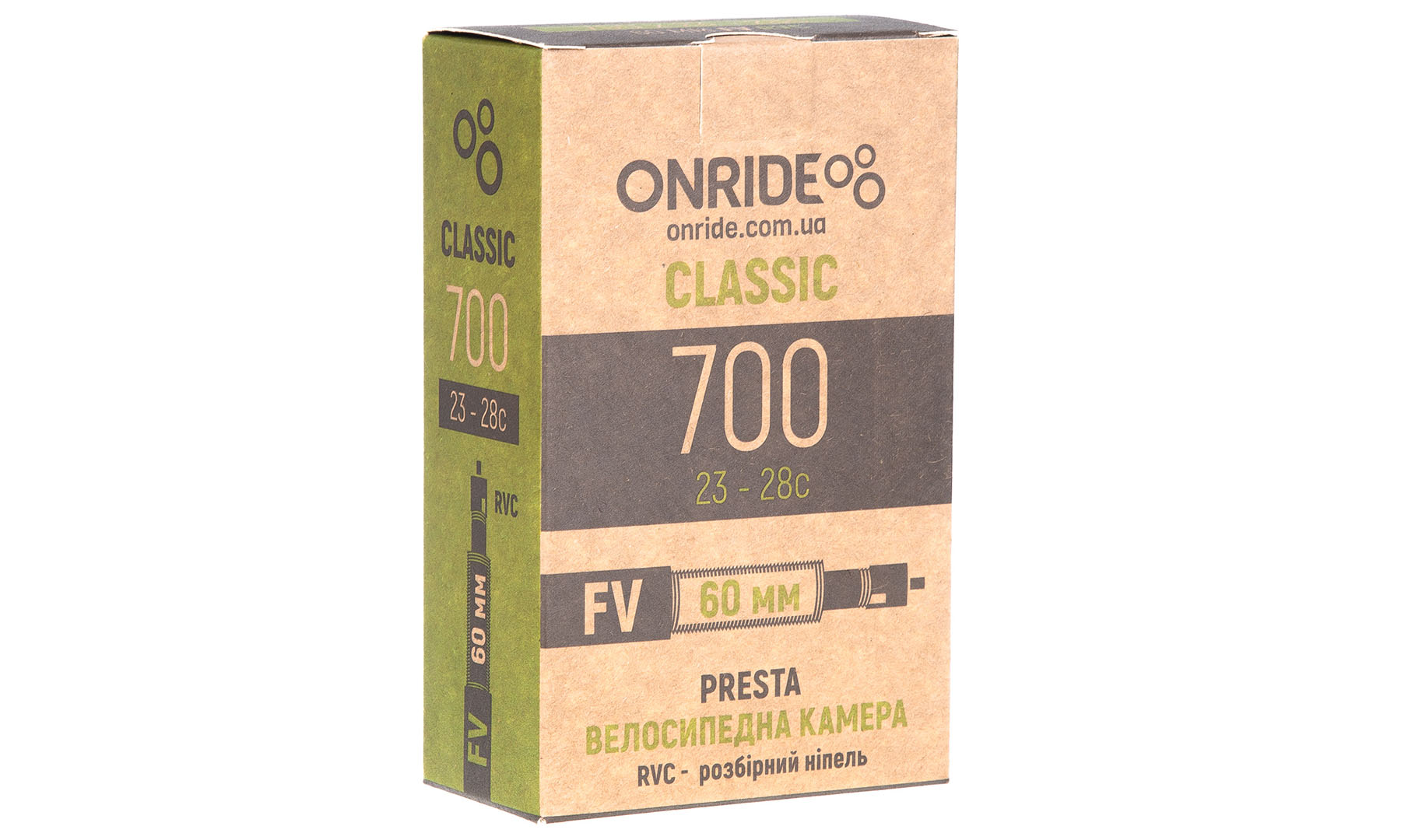 Фотография Камера ONRIDE Classic 700 x 23-28c FV 60 мм RVC - разборный ниппель 