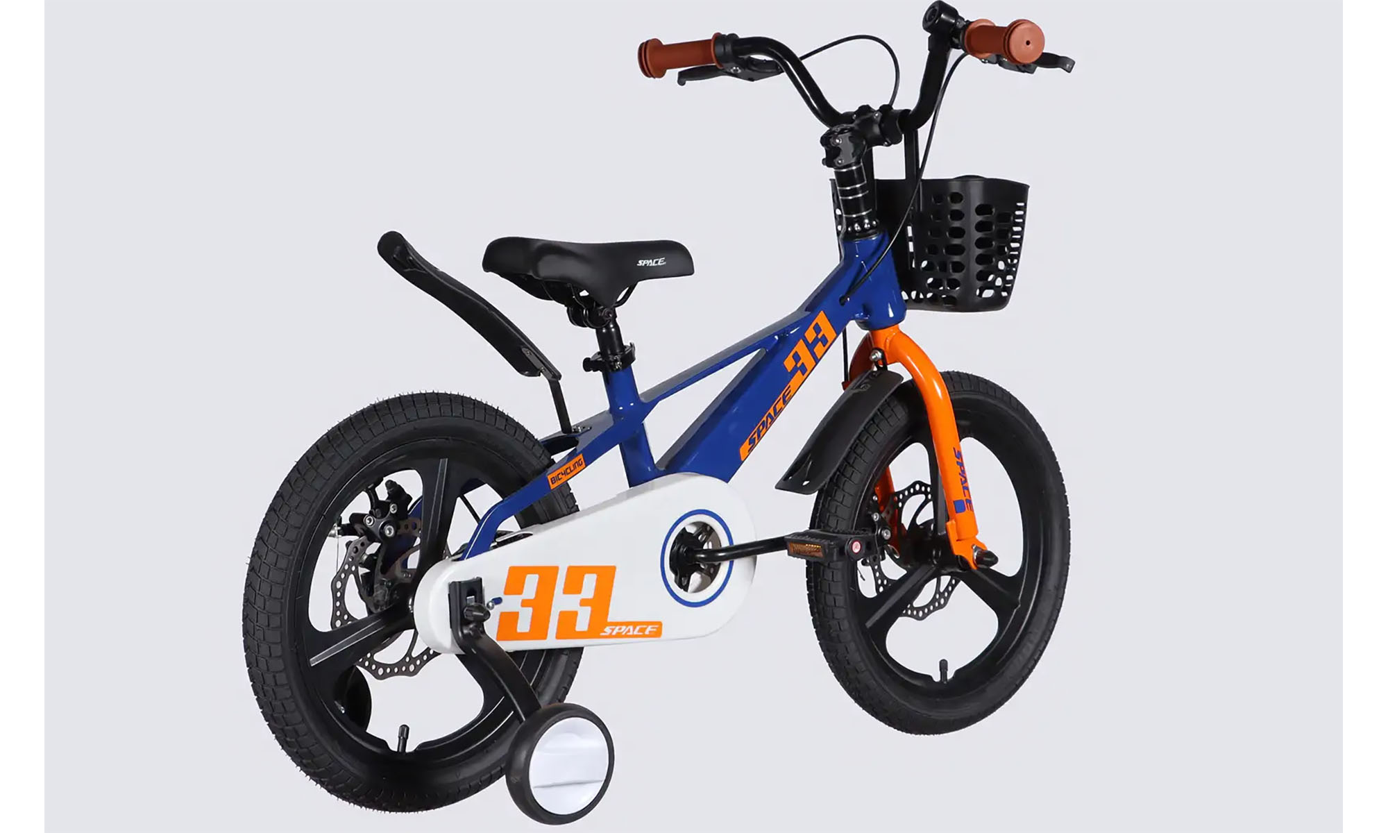 Велосипед SPACE KID ORION DD 16", размер XXS, рама-9", год 2026, синий с оранжевым 2