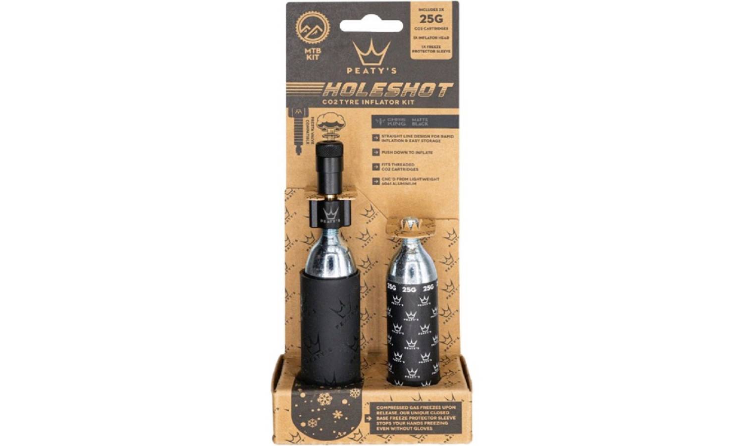 Насос Peaty's Holeshot CO2 Tyre Inflator, MTB 25g, Black 9
