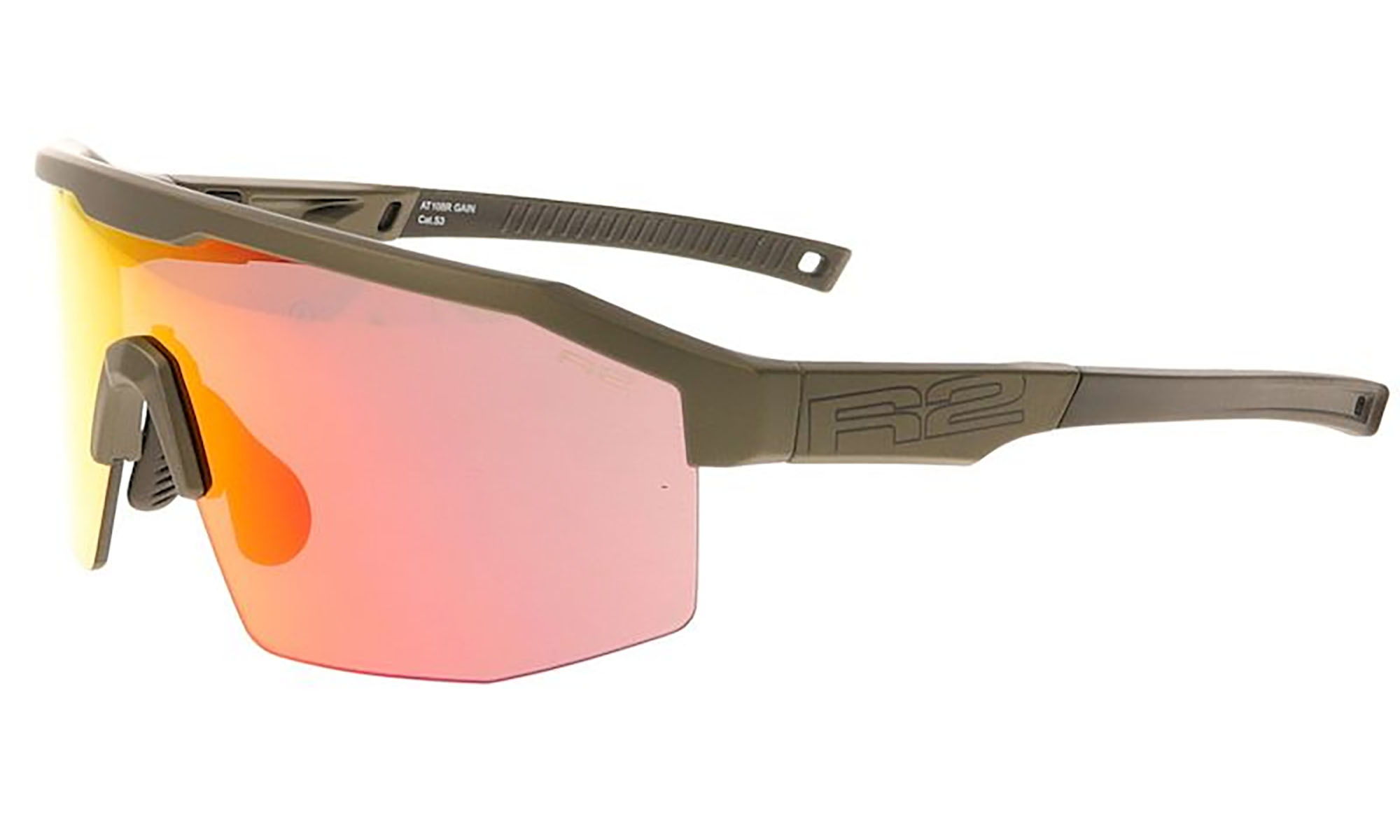 Очки R2 GAIN khaki (TR90), линза red (HD), покрытие black/red full revo, кат. 3 
