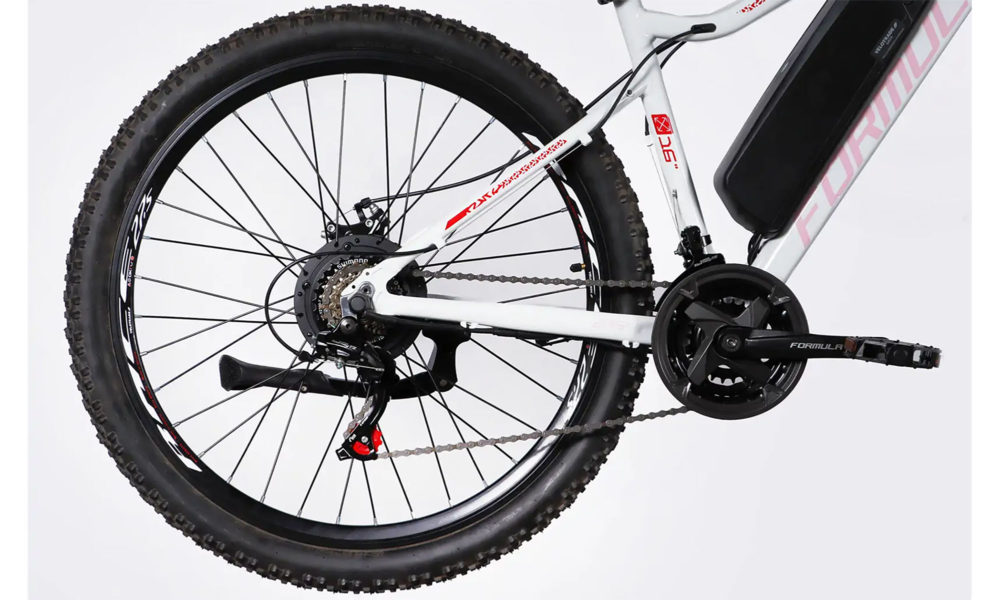 Велосипед с электроприводом Formula eALPINA DD FR 27.5", размер M, рама-17", 36B, 12.5А*ч, 500Вт, год 2026, бело-розовый 3