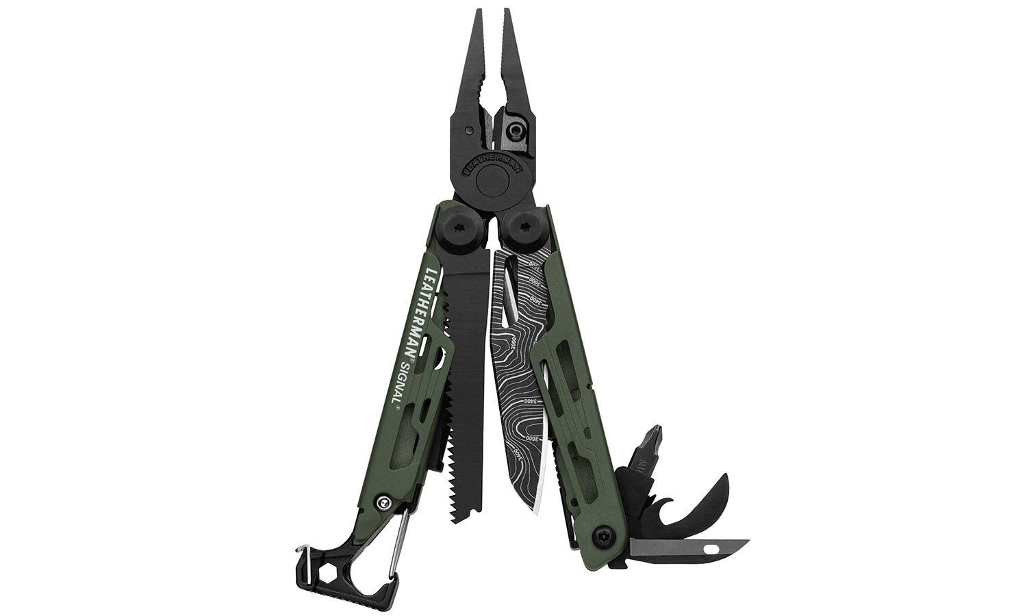 Фотография Мультиинструмент Leatherman SIGNAL GREEN TOPO, синтетический чехол,  картонная коробка