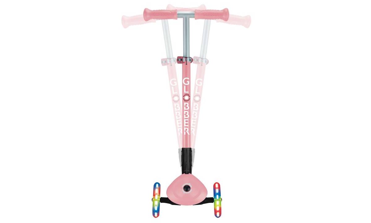 Самокат GLOBBER PRIMO FOLDABLE LIGHTS, пастельно-розовый, колеса с подсветкой, 3+ 4