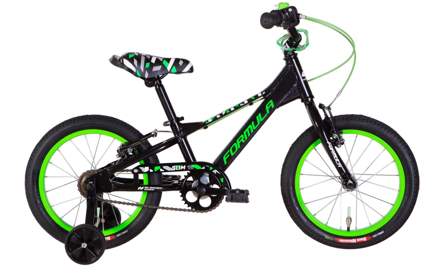Фотографія Велосипед Formula SLIM 16" рама 8.5" 2024 Черно-зеленый