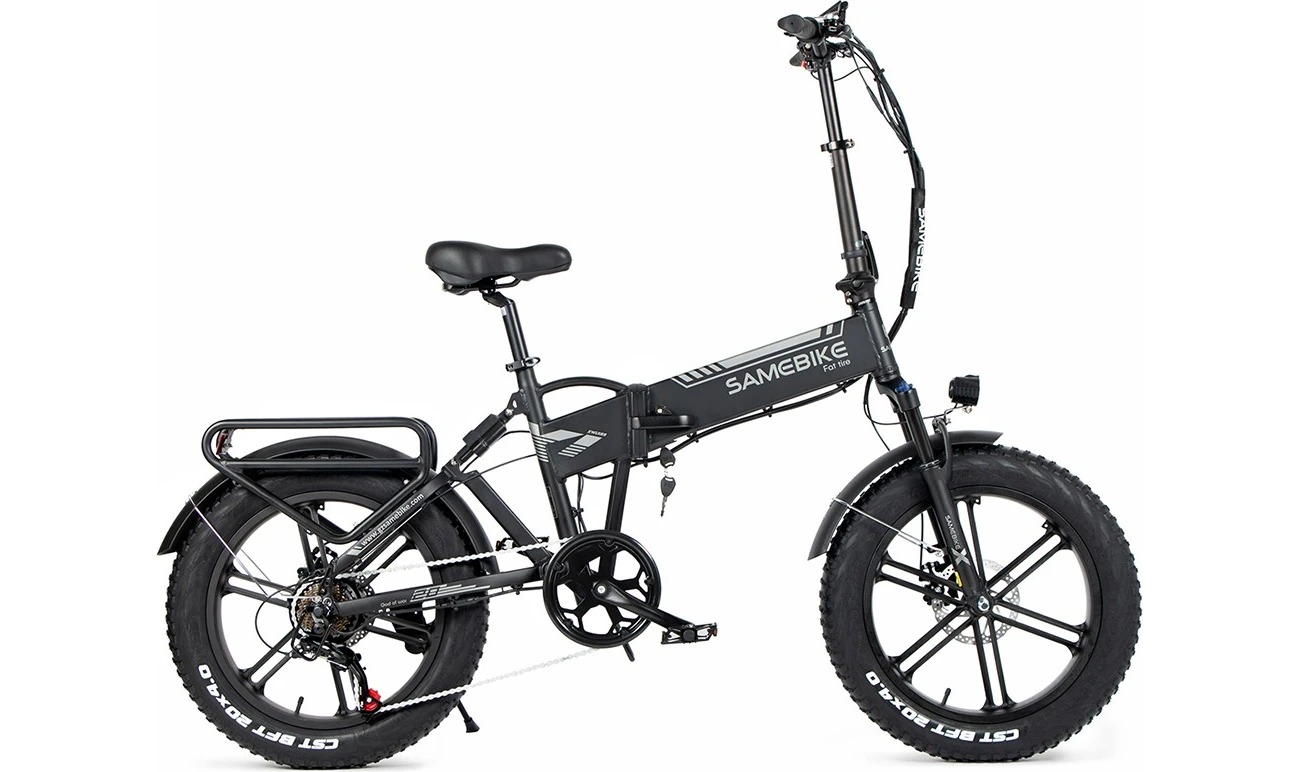 Фотография Электровелосипед фэтбайк SAMEBIKE XWLX09 (500 Вт; 10 А/час; 48 В), колеса 20х4", с ручкой газа, черный