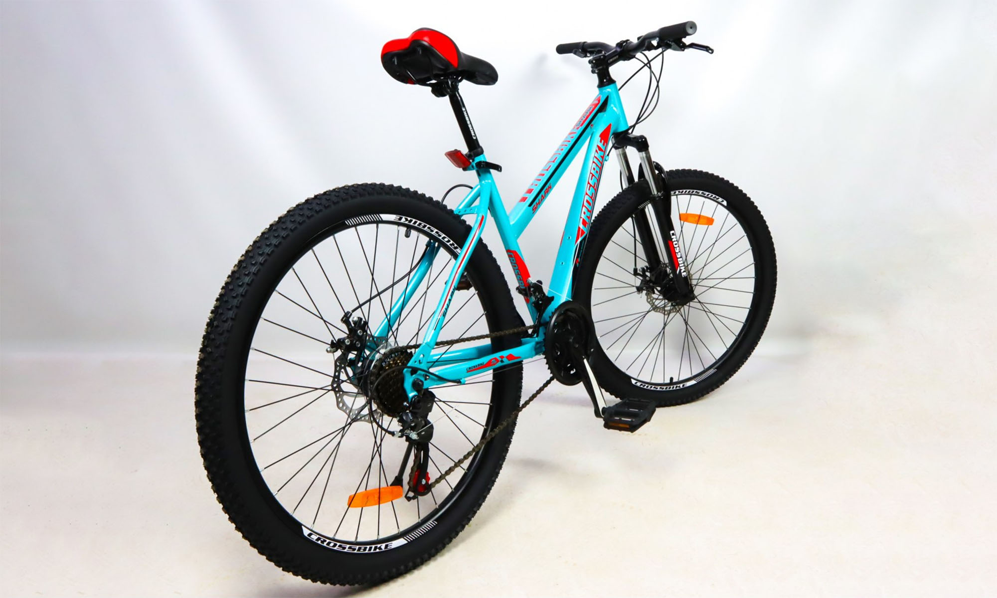 Велосипед CrossBike Shark GIRL 26", размер M, рама 17", 2021, Бирюза-Красный-Черный 5 Велосипед CrossBike Shark GIRL 26", размер M, рама 17", 2021, Бирюза-Красный-Черный 5