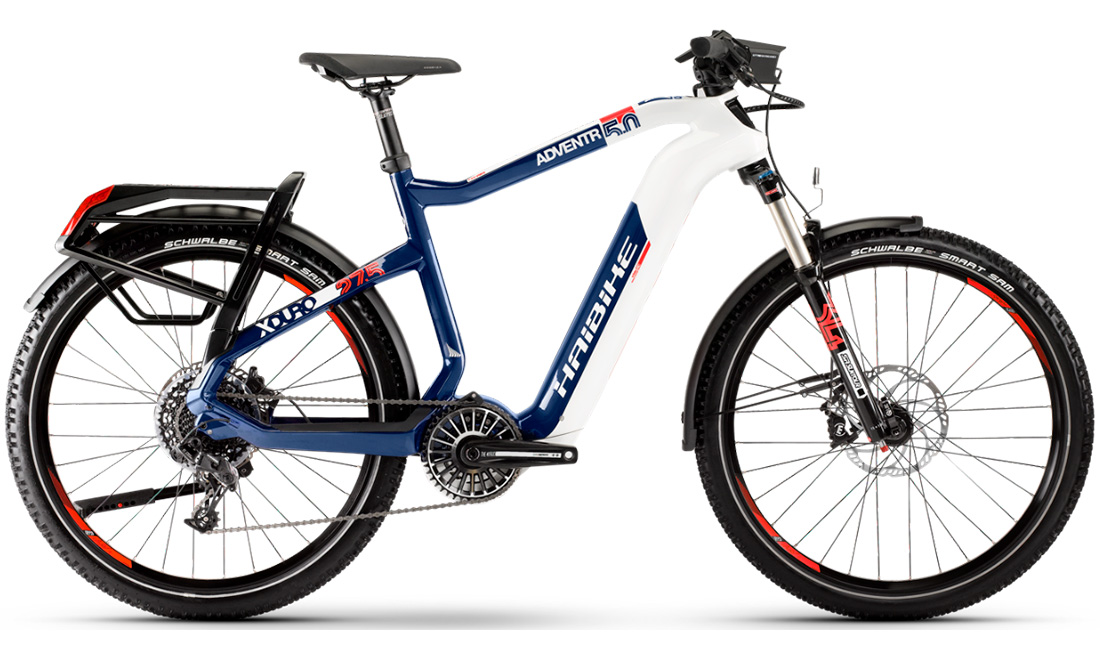 Фотография Электровелосипед Haibike XDURO Adventr 5.0 27,5" (2020) 2020 Бело-синий 9