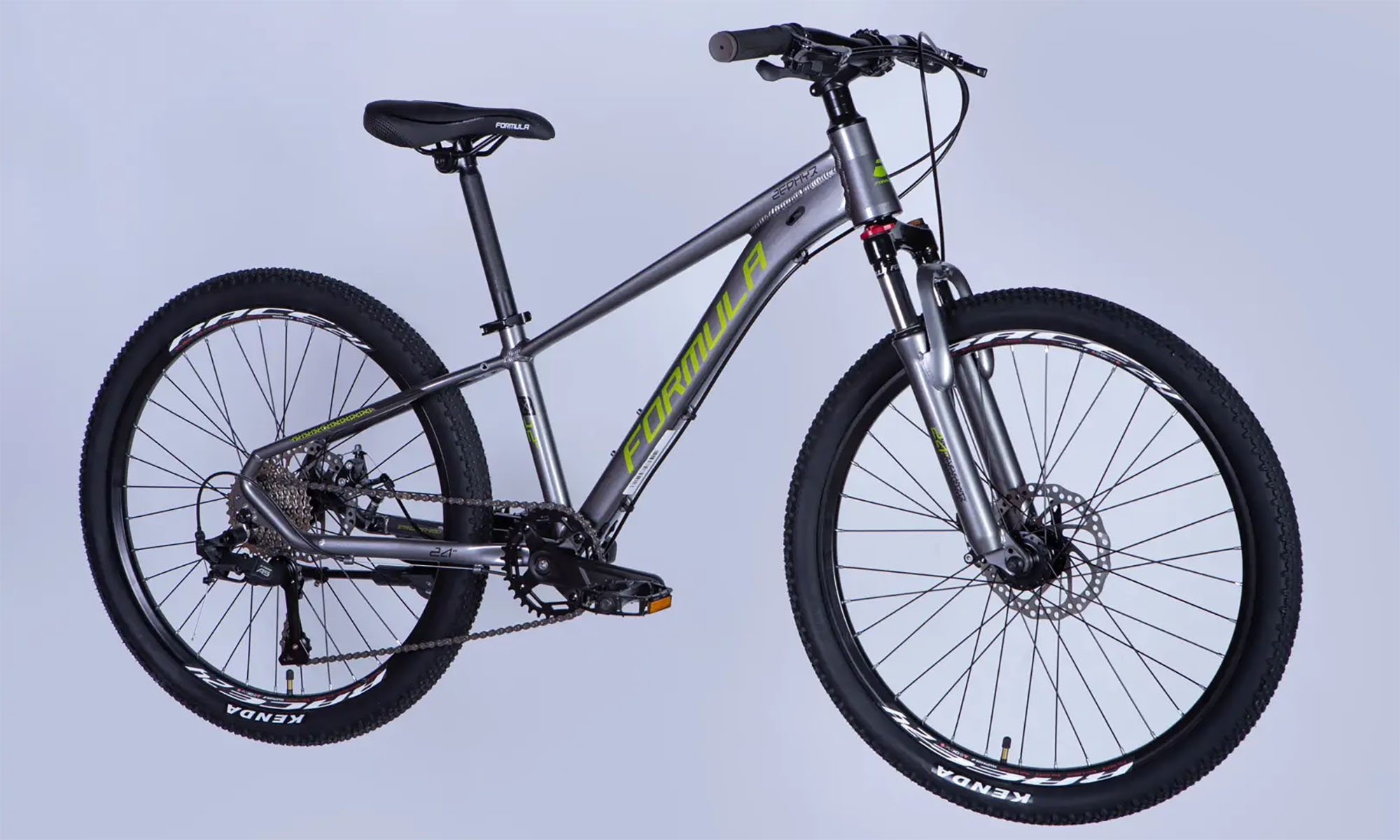 Велосипед Formula ZEPHYR 3.0 DD CS, 24", размер XS, рама-12", год 2026, серый с зеленым 7