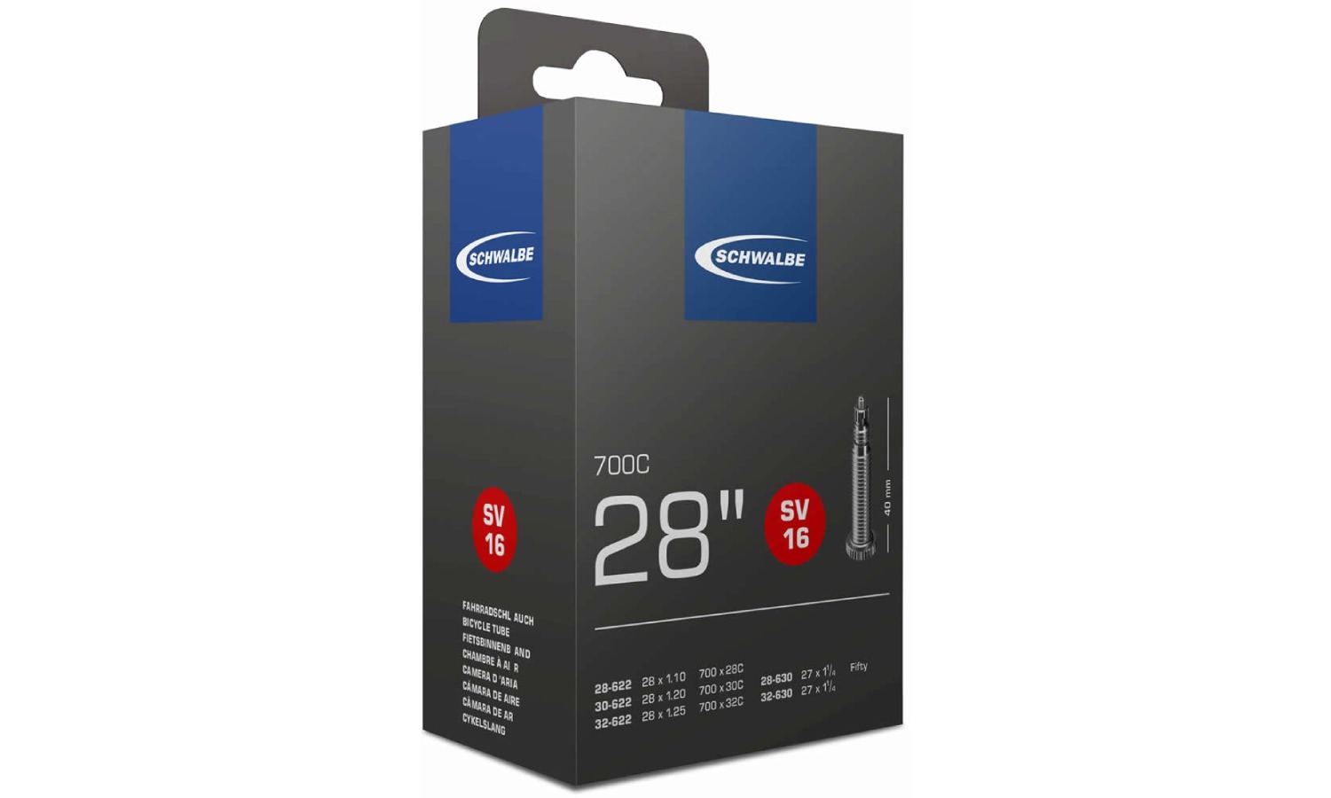 Schwalbe SV 16 Standart 28 Камера (28/32-622/630) SV 40 мм 