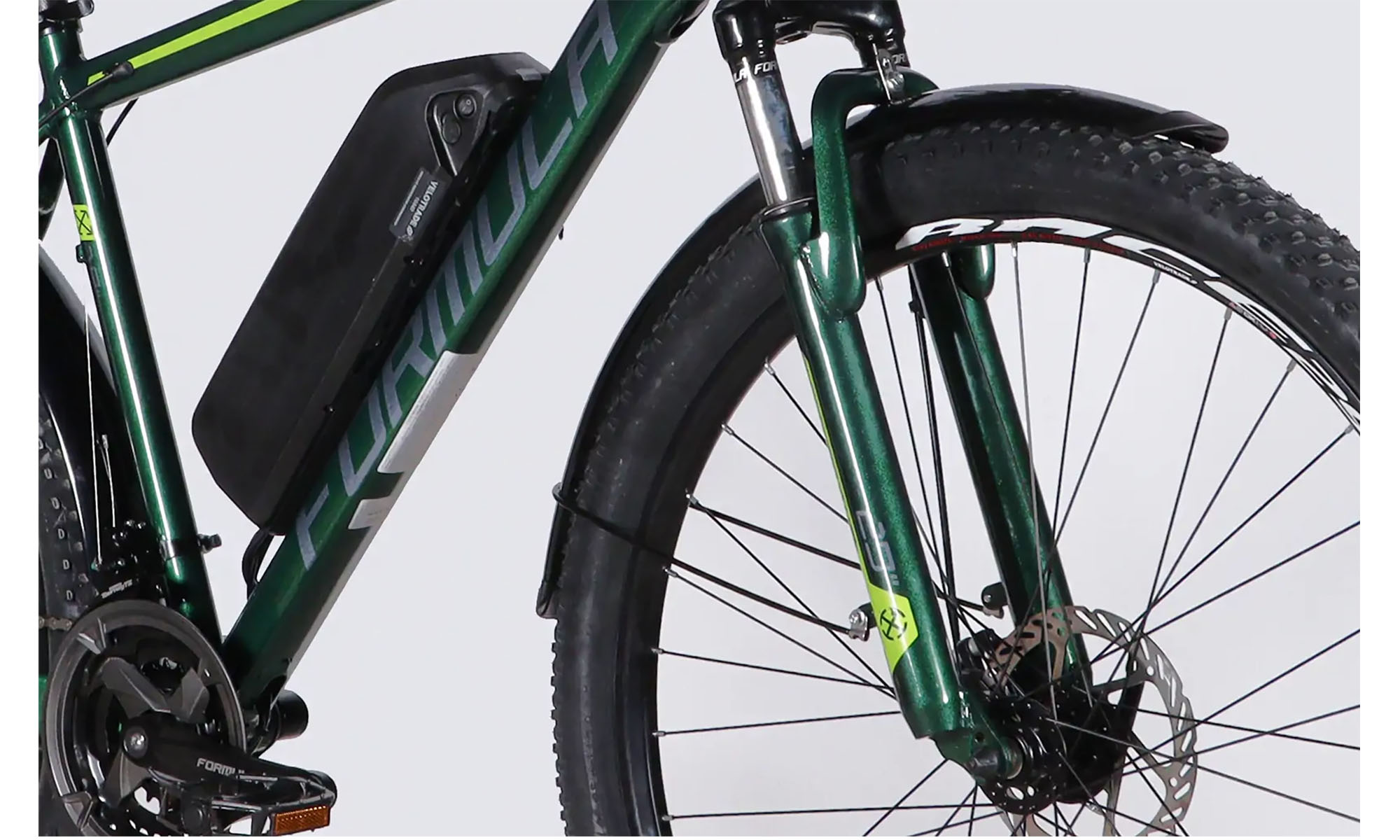 Велосипед с электроприводом Formula eMOTION PLUS DD FR 29", размер L, рама-19", 36B, 12.5А*ч, 500Вт, год 2026, зелено-сірий 4