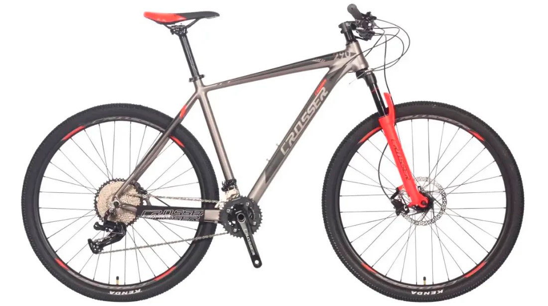 Фотографія Велосипед Crosser SOLO 2х9 27,5" розмір М рама 18 2021 Сіро-червоний 