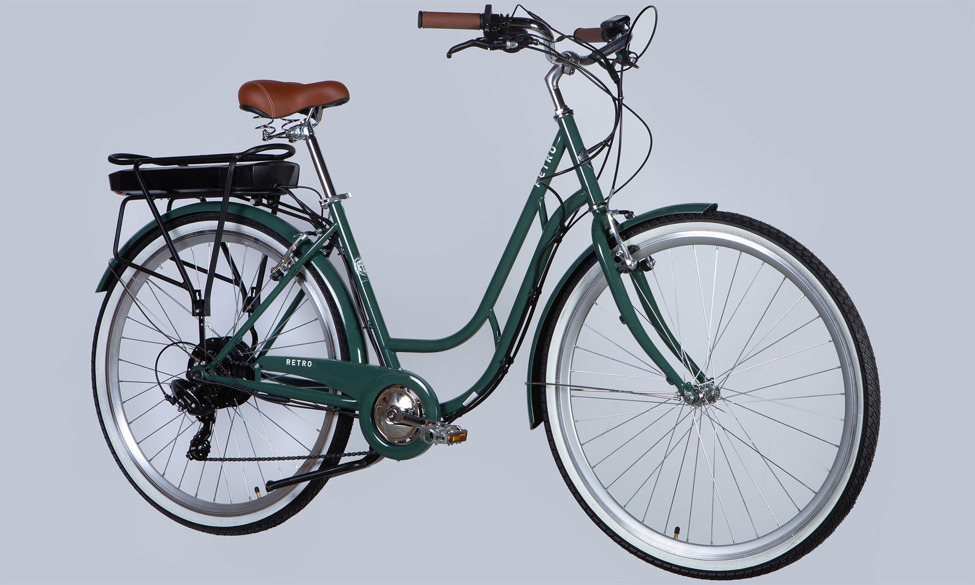 Велосипед с электроприводом Dorozhnik eRETRO Vbr FR 28", размер L, рама-19", 36B, 12.5А*ч, 500Вт, год 2025, зелено-серый 5