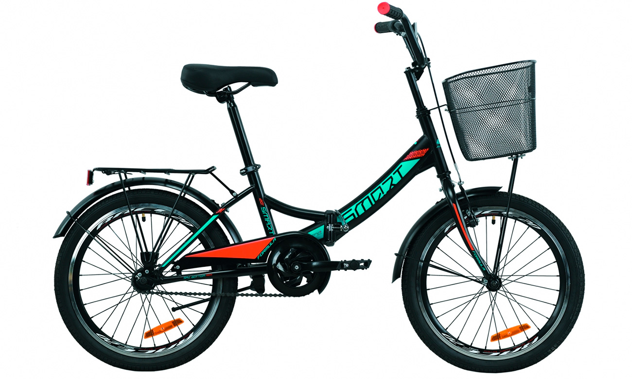 Фотография Велосипед Formula SMART с корзиной 20" (2020) 2020 Черно-оранжевый