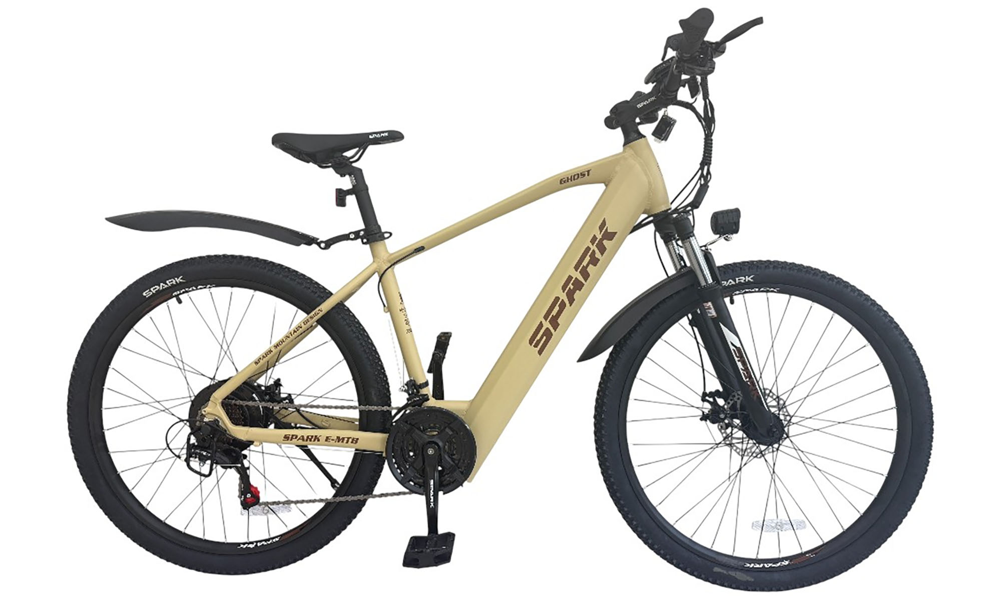 Велосипед с электромотором SPARK E-MTB GHOST 27.5", размер S, рама 15", 48V/500W/12.8Ah, год 2026, бежевый (м) 