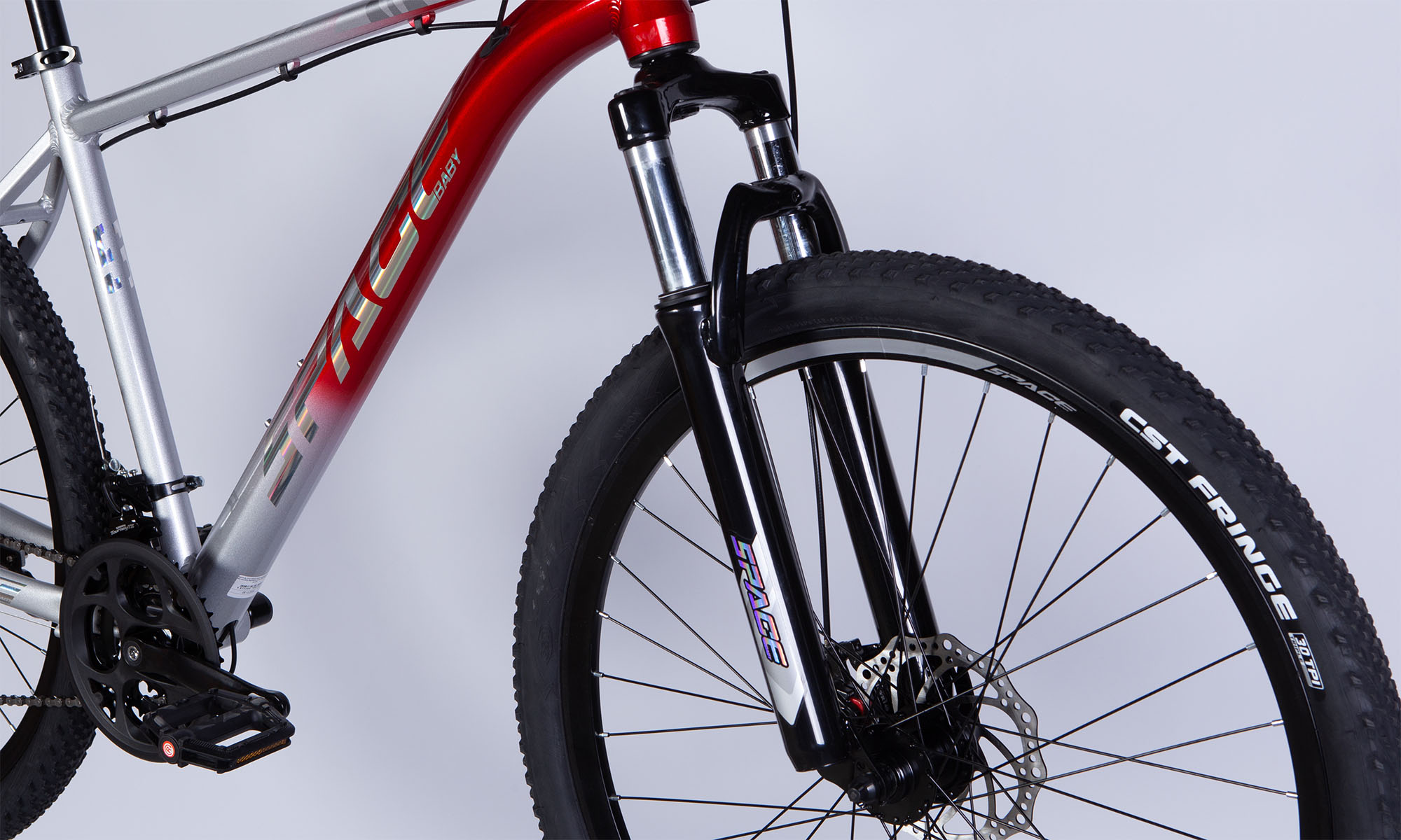 Велосипед SPACE PHAETON DD FR 27.5", размер L, рама-19", год 2026, серебристо-красный 4