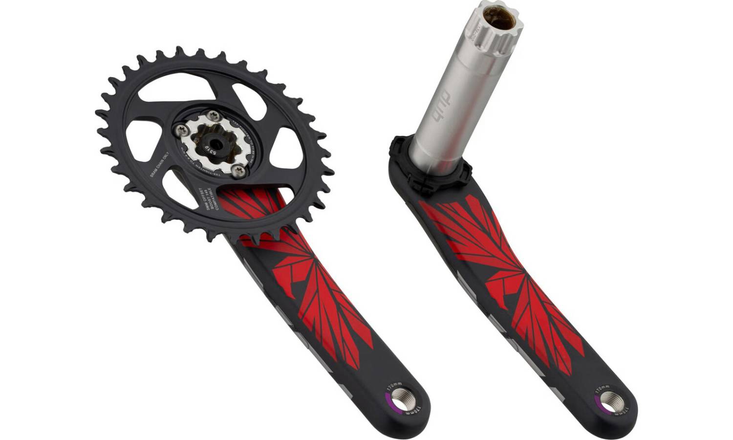 Фотография Шатуны SRAM X01 Eagle Superboost+ DUB 12s 165 w Direct Mount 32T X-SYNC 2 Chainring Lunar Oxy Red (DUB Cups/Bearings not included) C3 3