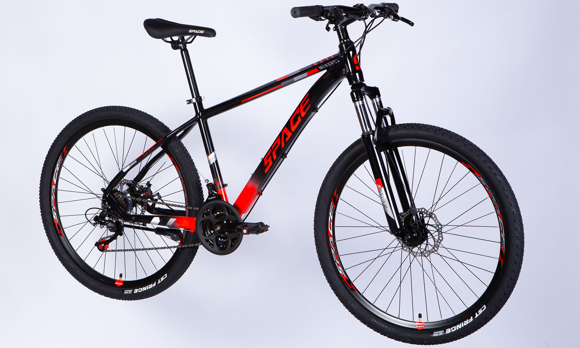 Велосипед SPACE MERCURY DD FR 27.5", размер M, рама 17", год 2026, черно-красный 2
