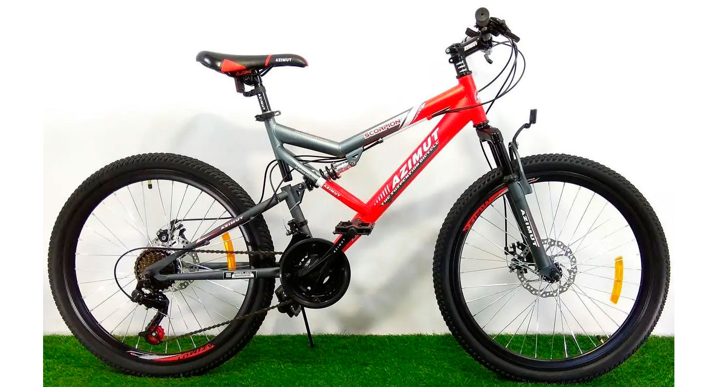 Велосипед Azimut Scorpion GD 27,5" размер L рама 19 Серо-красный
