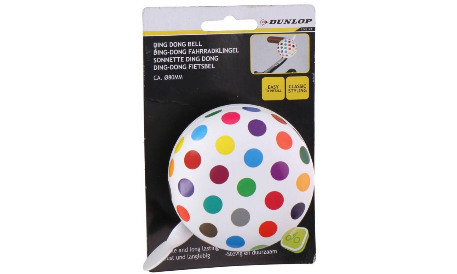 Фотографія Дзвінок Dunlop 80мм, білий у крапки 2