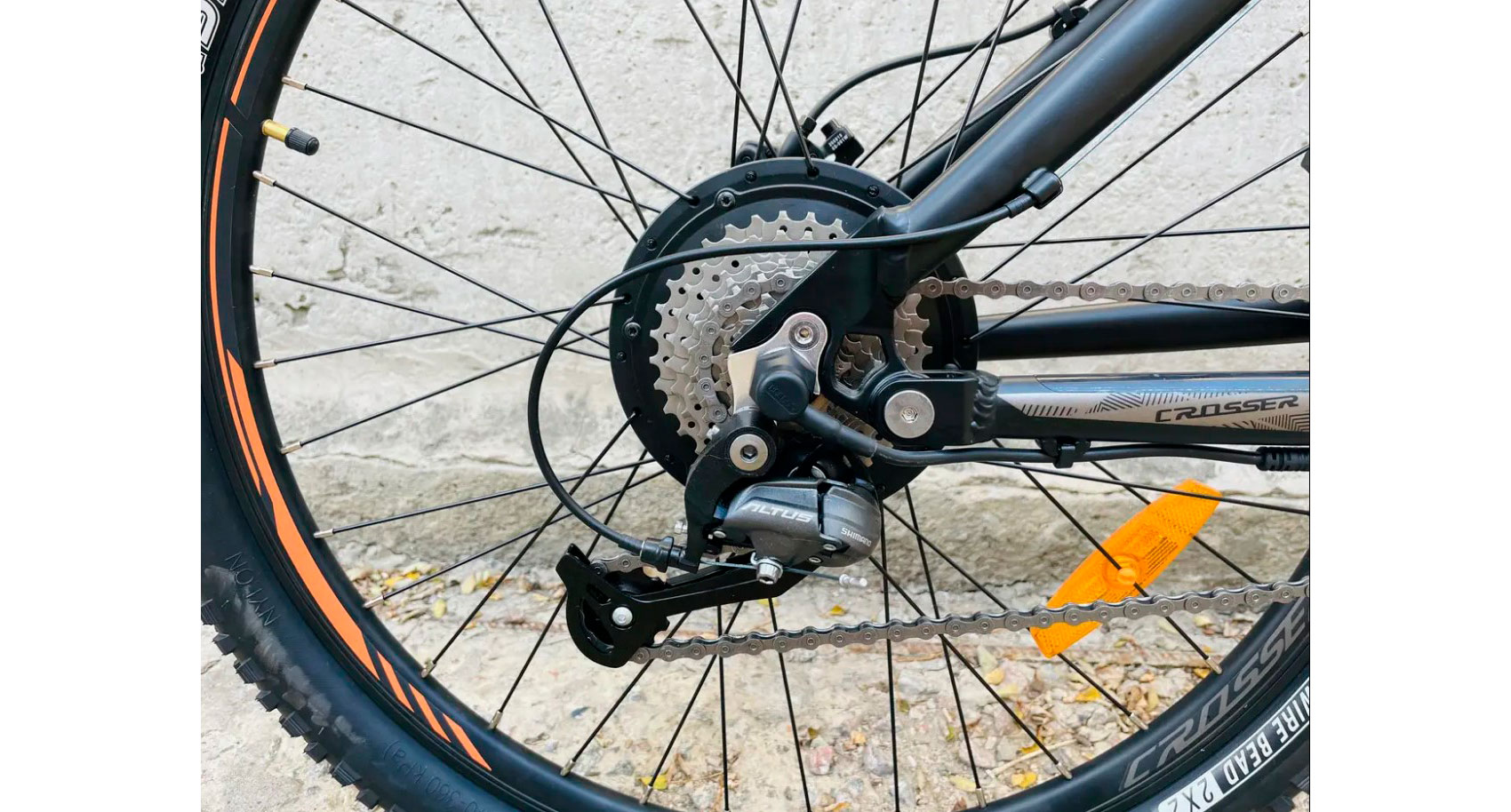 Фотография Велосипед Crosser E-GROVES 27,5" 36V/350W 14A Черно-оранжевый 3