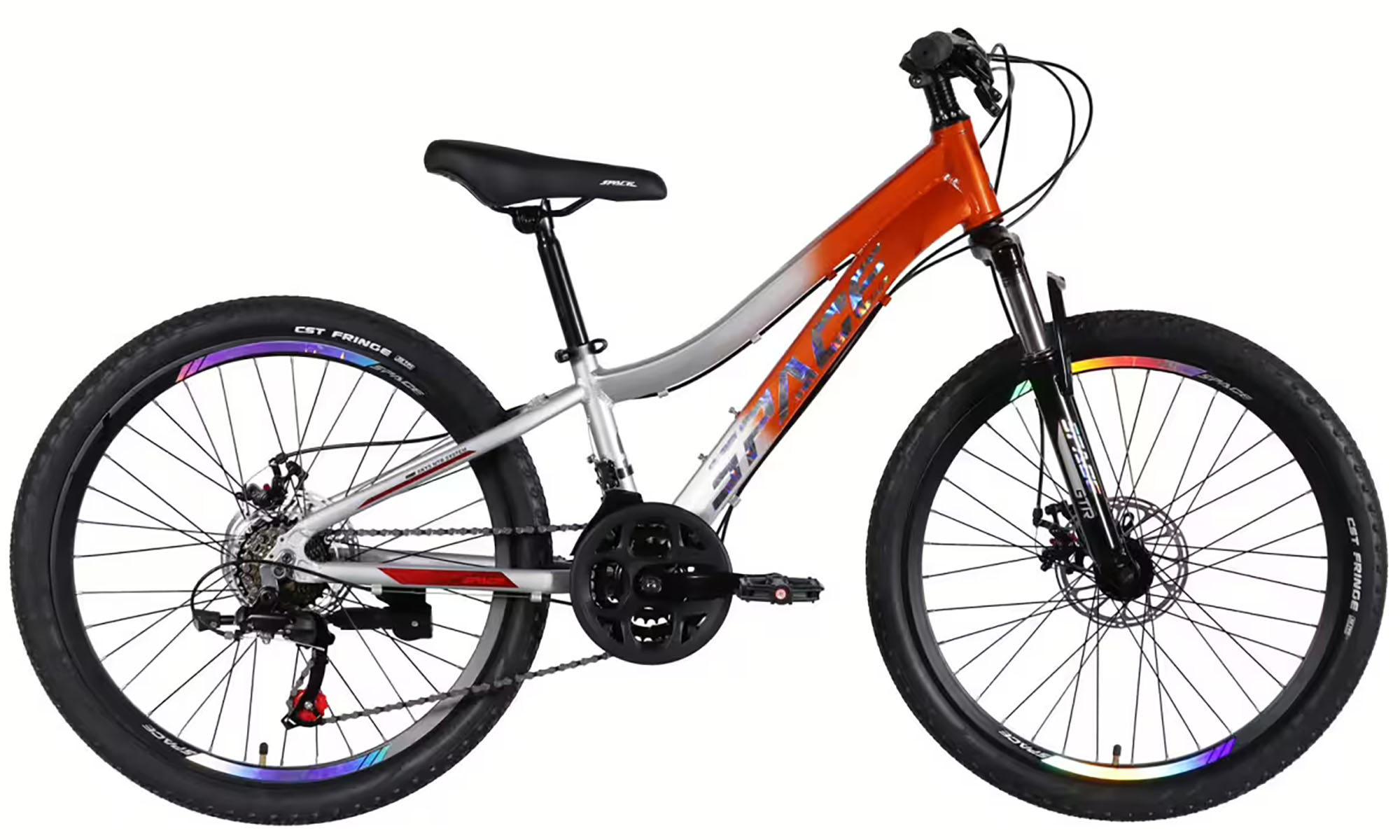 Велосипед SPACE LYRA DD FR 24", размер XXS, рама 11", год 2026, помаранчево-сріблястий 