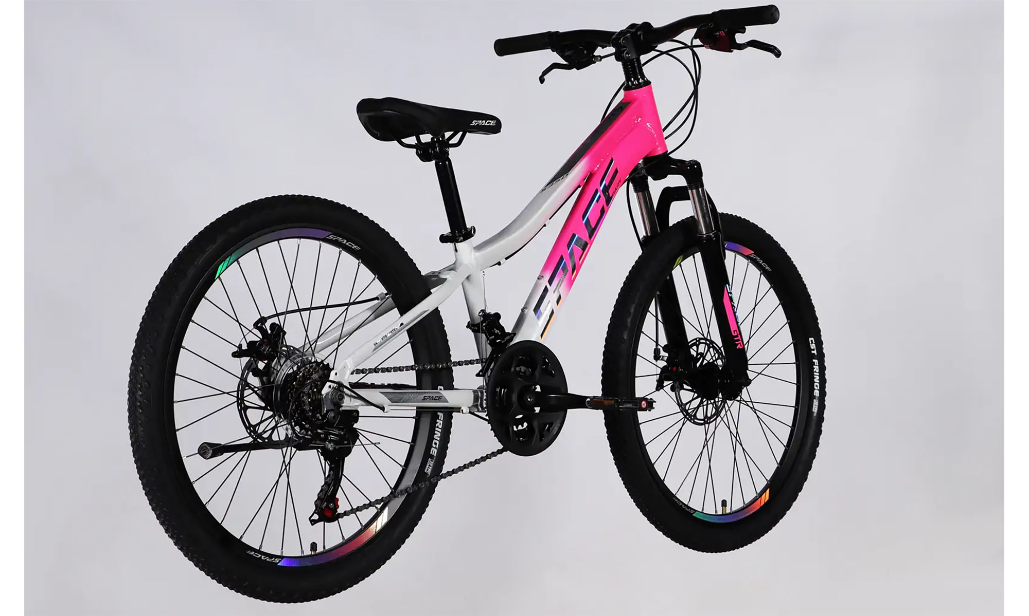 Велосипед SPACE IZIDA DD FR, 24", розмір XXS, рама-11", рік 2026, рожево-білий 6 Велосипед SPACE IZIDA DD FR, 24", розмір XXS, рама-11", рік 2026, рожево-білий 6