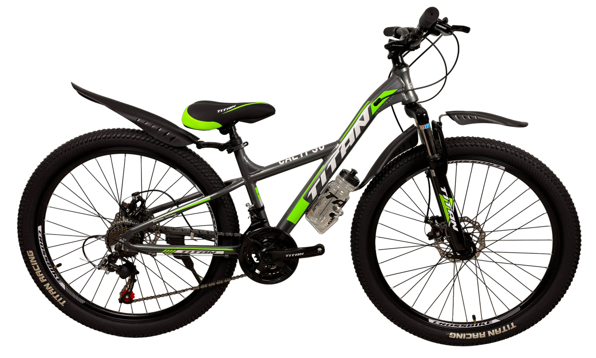 Велосипед Titan CALYPSO 26", размер XS, рама 13", год 2023, Темно-серый-Зеленый 