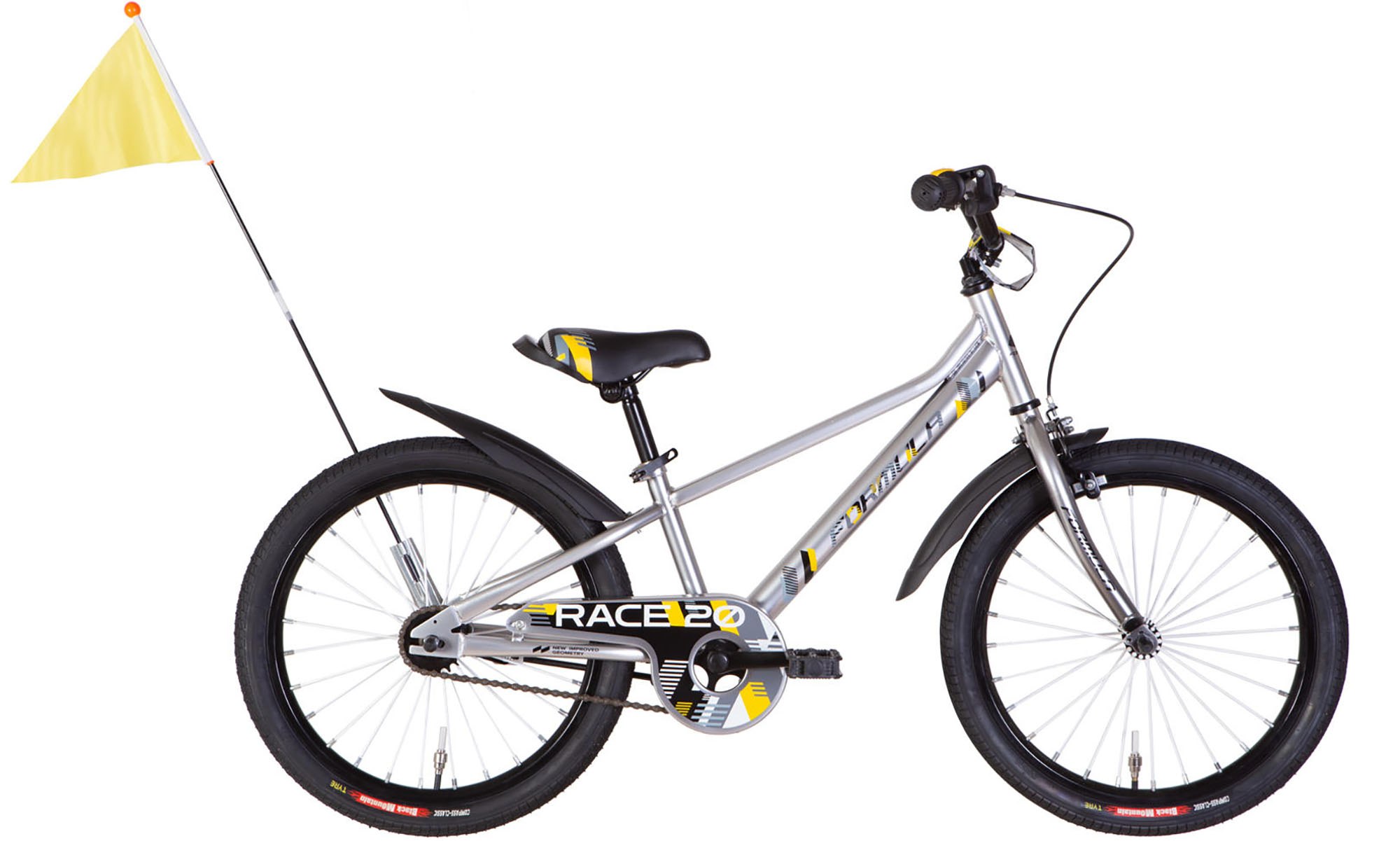 Велосипед Formula Kid RACE BH 20", размер XXS, рама-10", год 2026, серый с желтым 