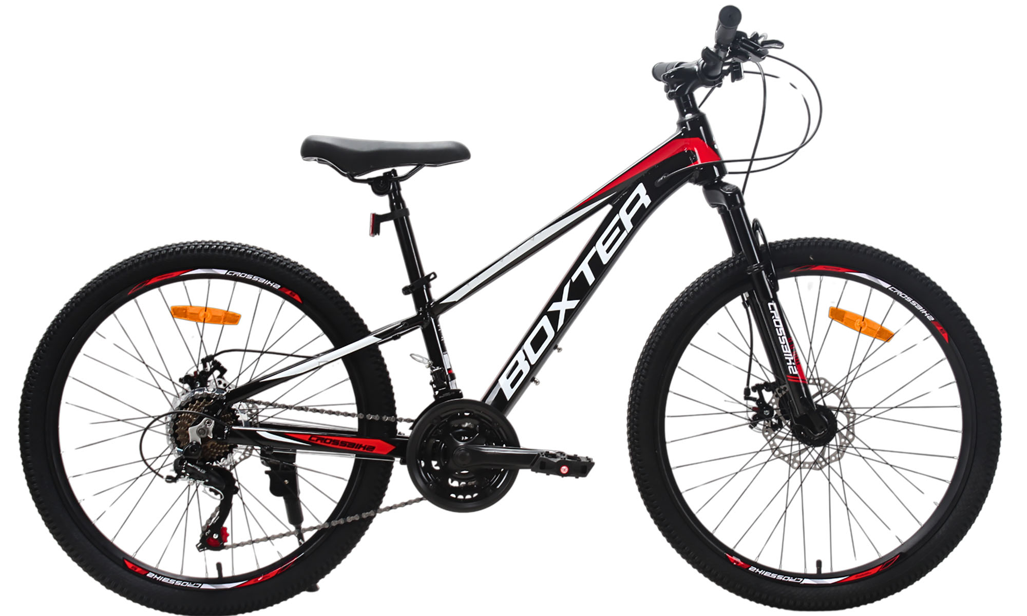 Велосипед CrossBike BOXTER 24", размер XXS, рама 11", год 2026, Чёрный-Белый-Красный Велосипед CrossBike BOXTER 24", размер XXS, рама 11", год 2026, Чёрный-Белый-Красный