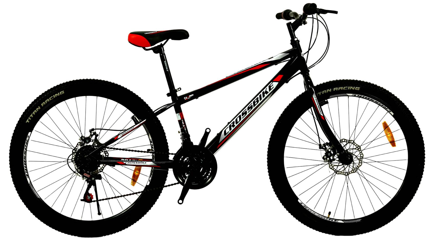 Фотографія Велосипед CROSSBIKE Spark D-Al 26" розмір XS рама 13" (2022), Чорний-Червоний