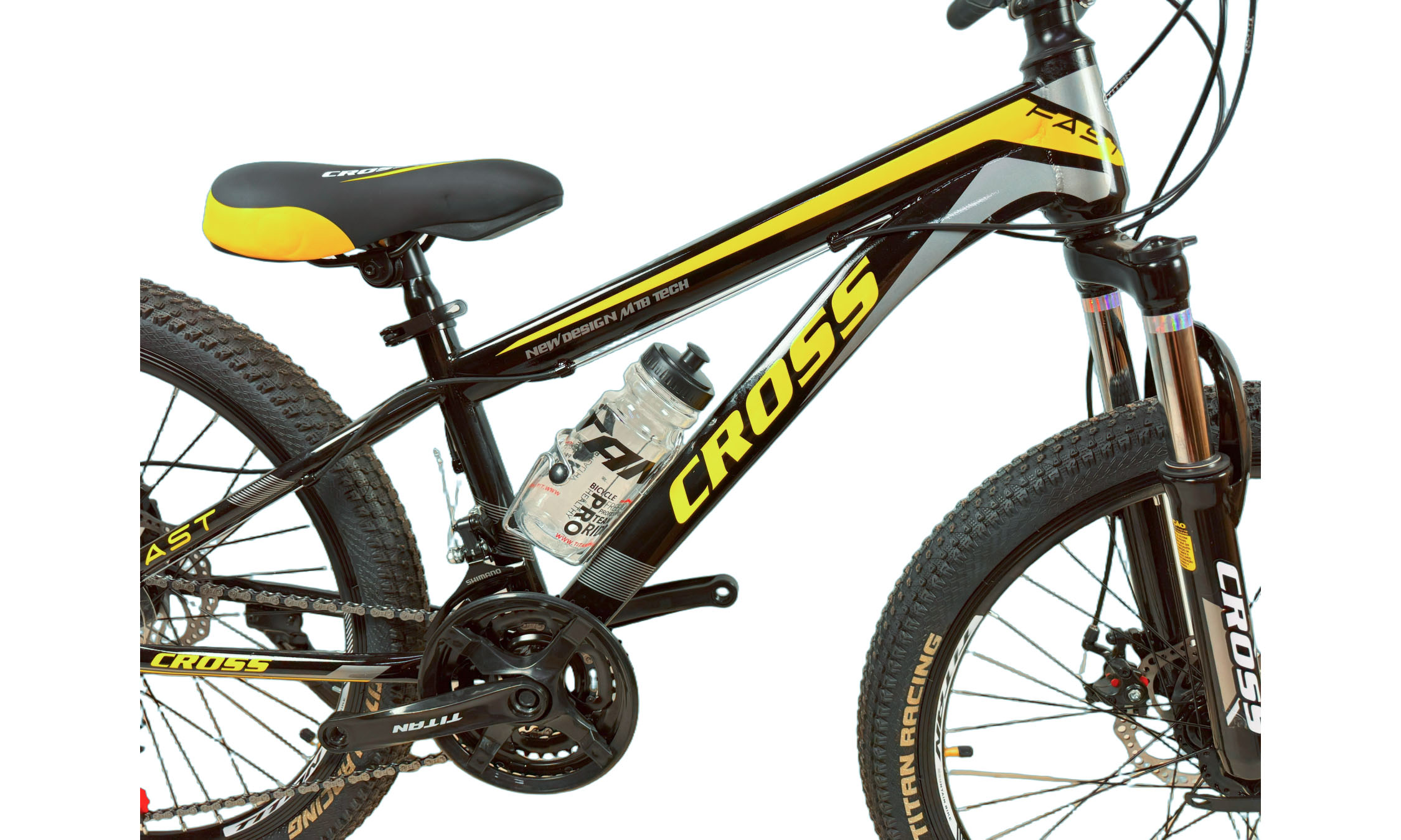 Велосипед Cross FAST 24", размер XXS, рама 12", год 2025, Черный-Желтый-Белый 3