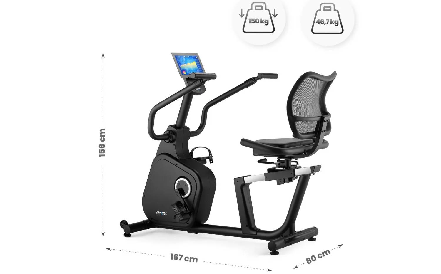 Горизонтальний велотренажер Gymtek XBR8000 електромагнітний 2