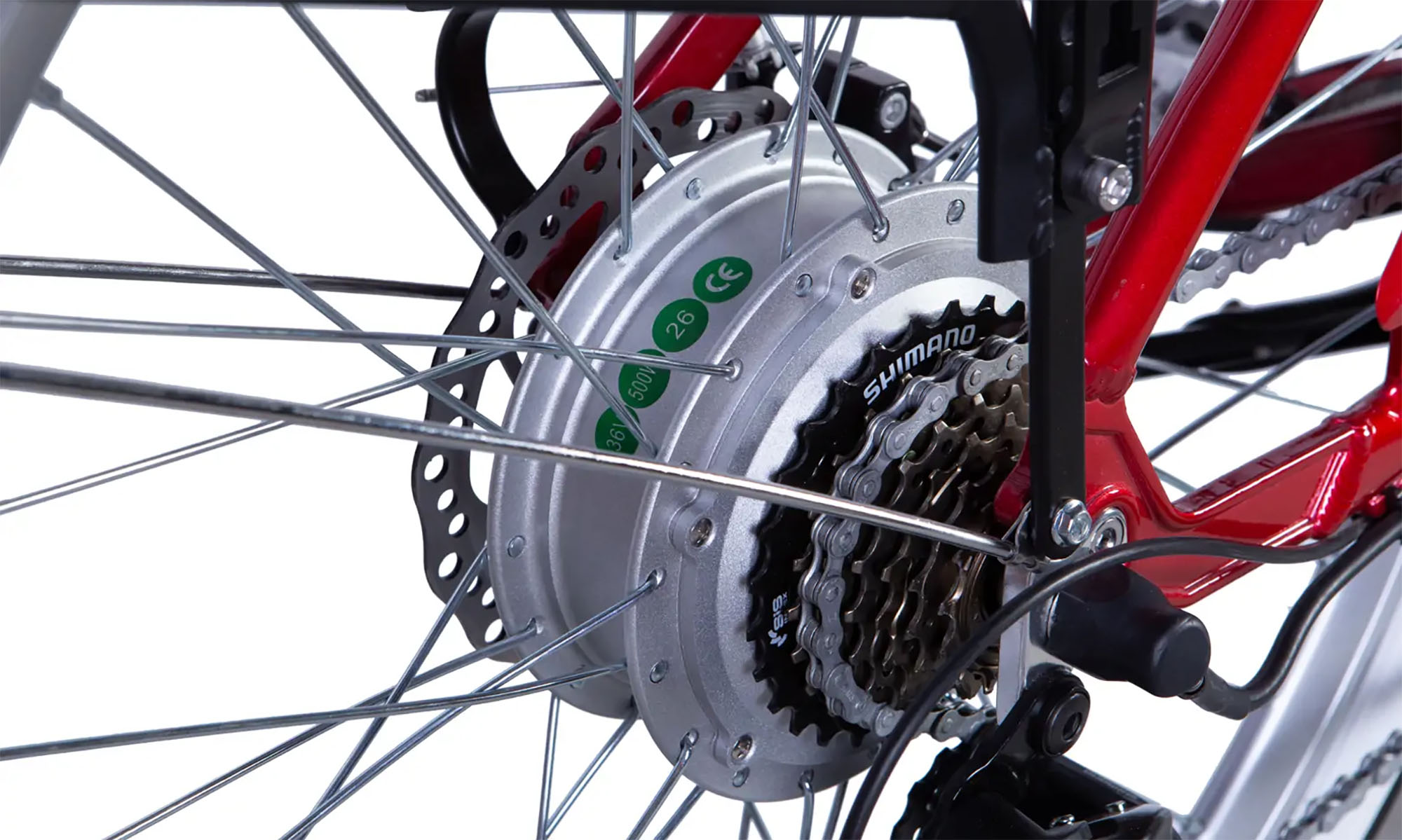 Велосипед с электроприводом Dorozhnik eLUX Vbr FR 26", размер L, рама-17", 36B, 12.5А*ч, 500Вт, год 2026, изумрудный зеленый 2