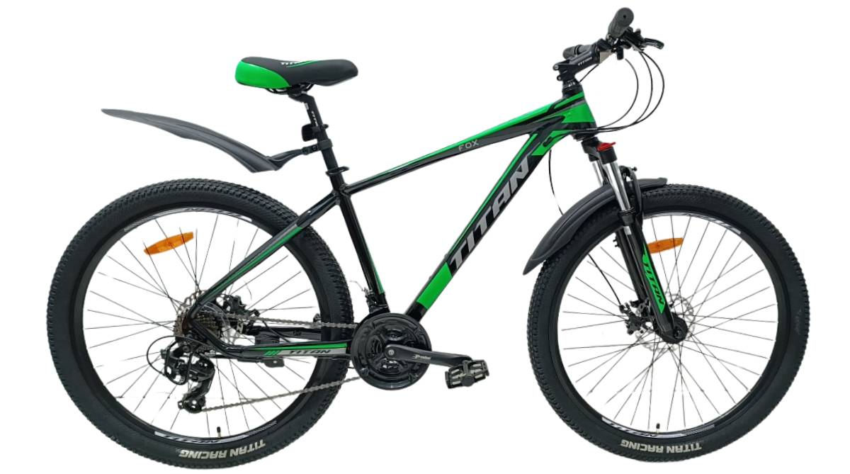 Фотографія Велосипед Titan FOX 27.5" розмір M рама 17" (2024), Чорно-зелений