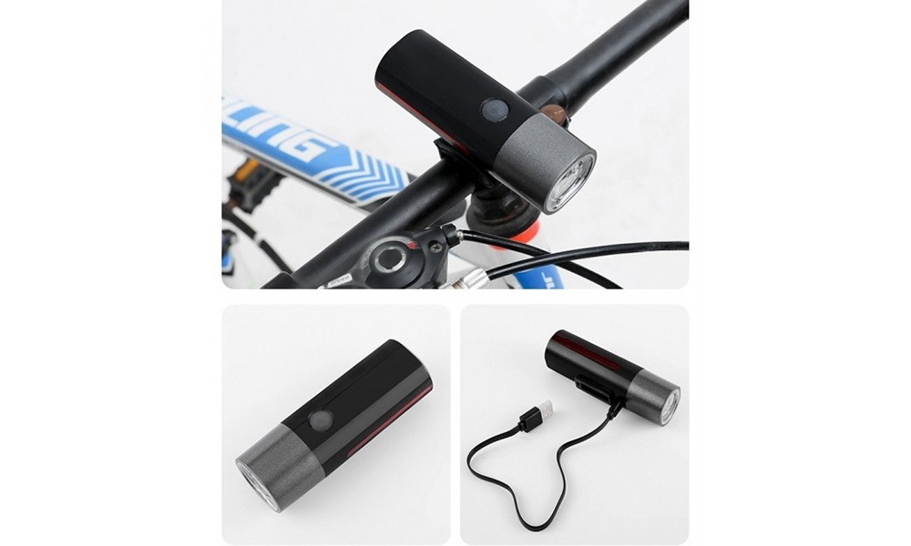 Ліхтар передній з бічним підсвічуванням BC-FL1628 LED CREE XPG живлення Li-on 1200 мАг USB Pl, чорний 5