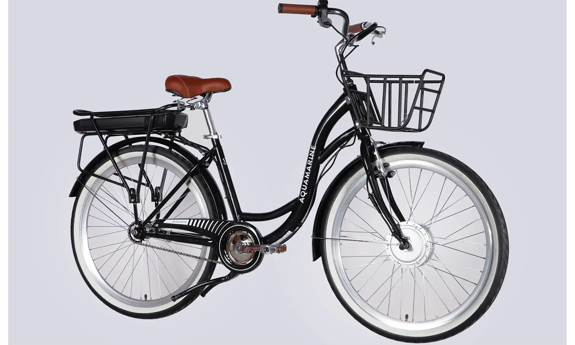 Велосипед с электроприводом Dorozhnik eAQUAMARINE BH 26", размер M, рама-17", 36B, 13А*ч, 500Вт, год 2026, черный с корзиной 4