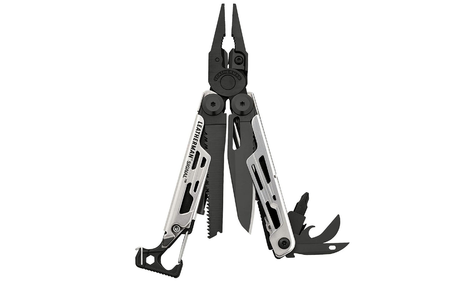 Фотографія Мультинструмент Leatherman SIGNAL BLACK & SILVER, синтетичний чохол, картонна коробка