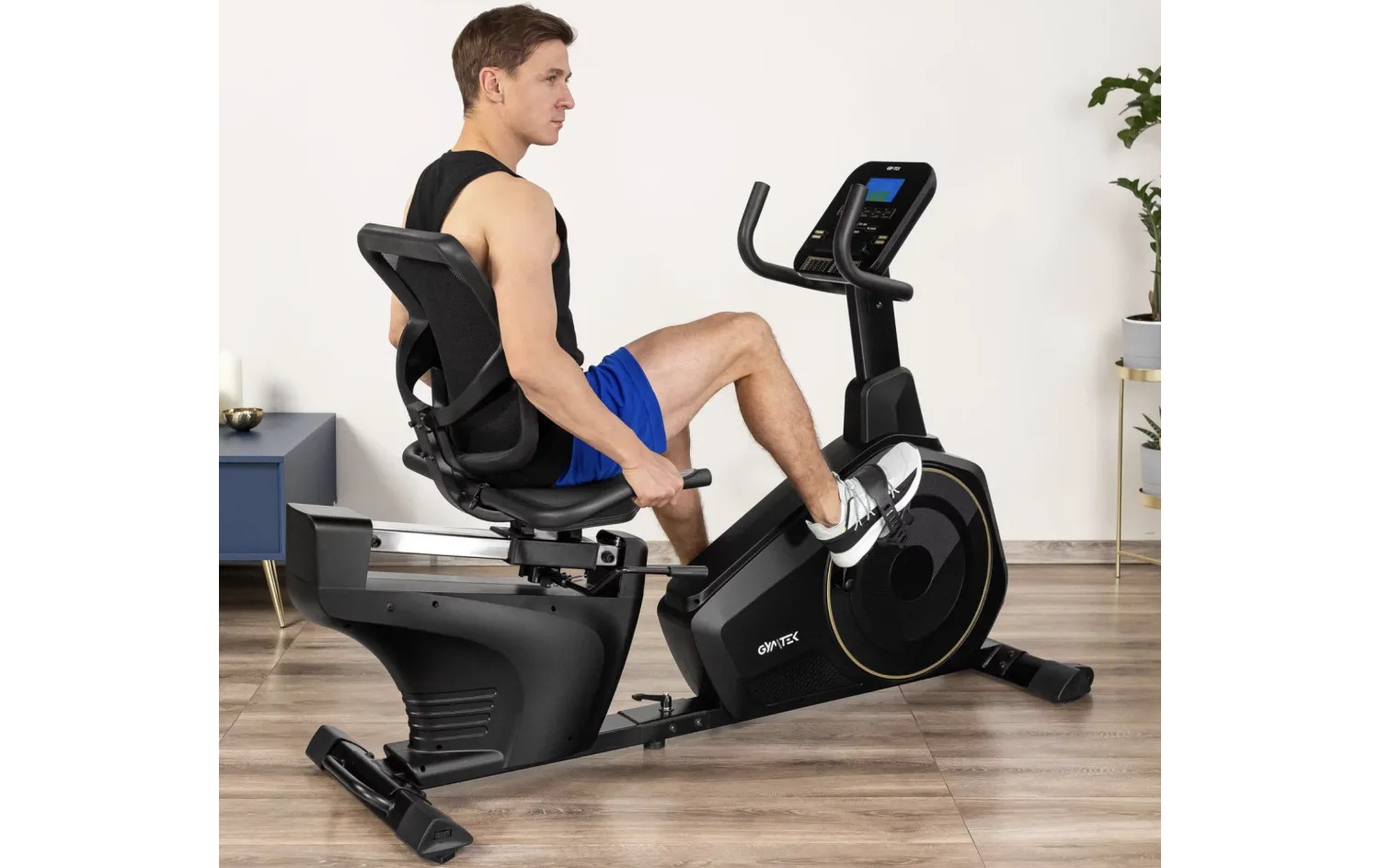 Горизонтальный велотренажер Gymtek XBR6000 электромагнитный черно-желтый 11