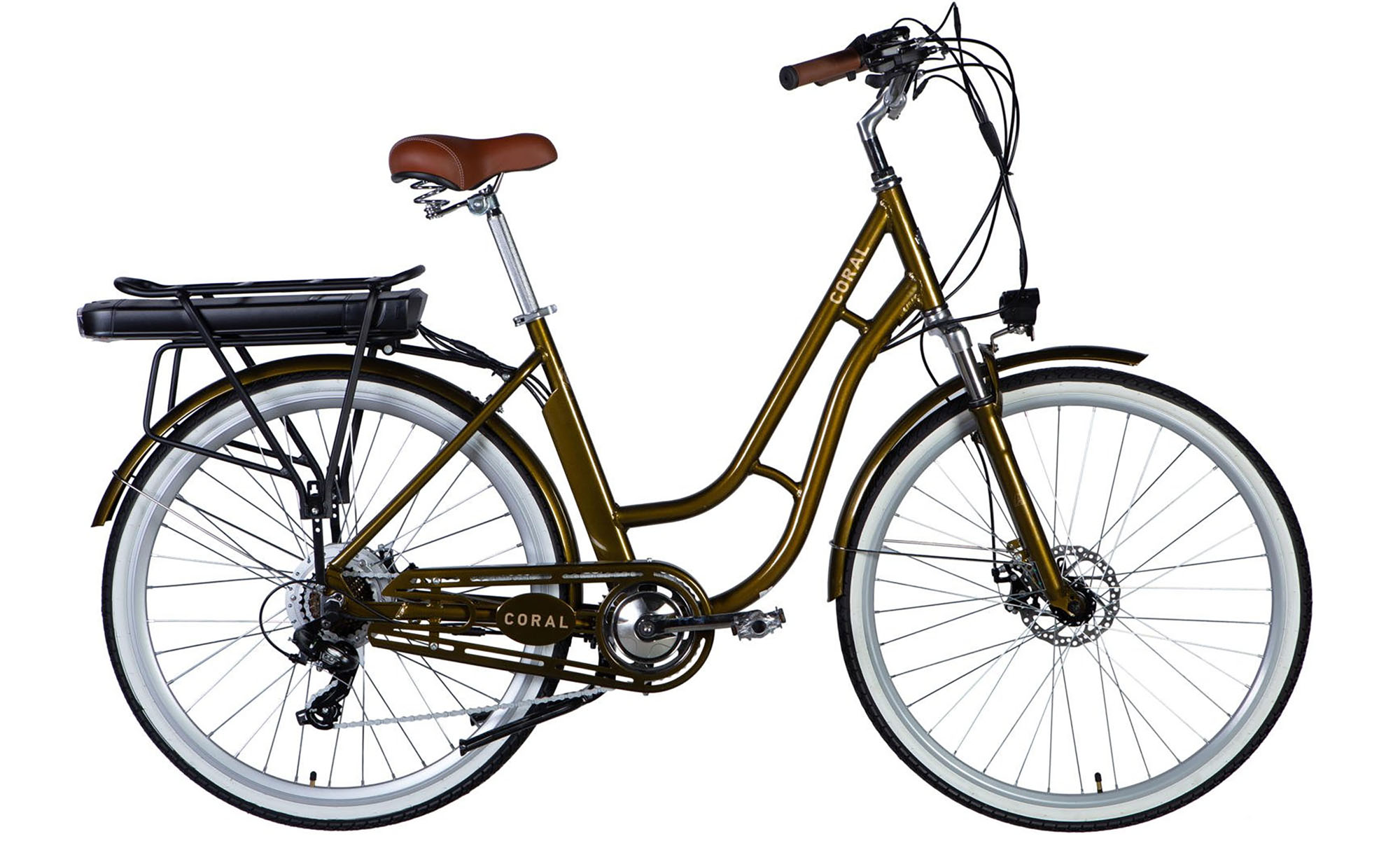 Велосипед с электроприводом Dorozhnik eCORAL DD FR 28", размер L, рама-19", 48B, 17.5А*ч, 500Вт, год 2026, бронзовый 