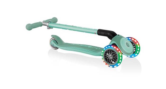 Самокат GLOBBER PRIMO FOLDABLE PLUS LIGHTS, м'ятний, колеса з підсвічуванням, 3+ 5