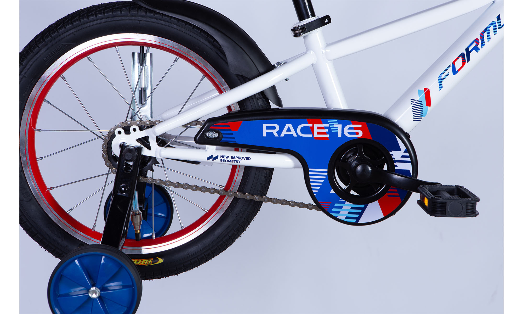 Велосипед Formula RACE BH, 16" рама-8,5", 2025, белый с красным и синим 3