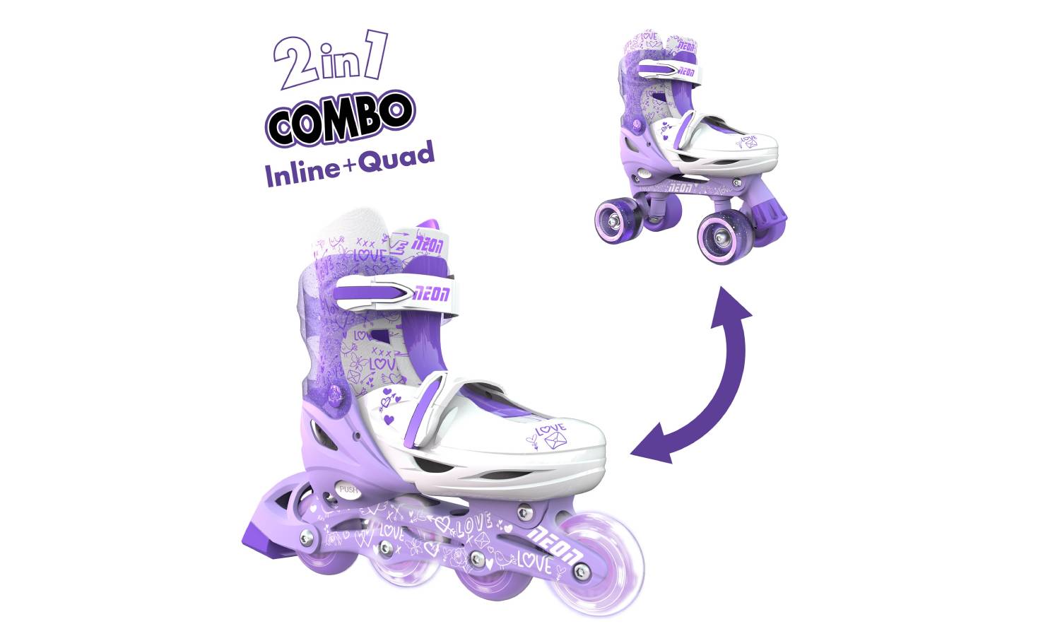 Роликовые коньки Neon Combo, размер 30-33, сиреневый 