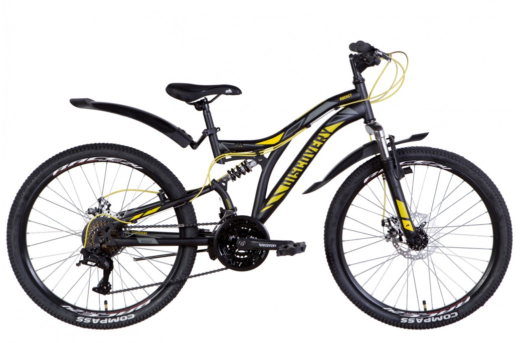 Фотография Велосипед Discovery ROCKET AM2 DD 24" рама XXS (2022) Черно-желтый