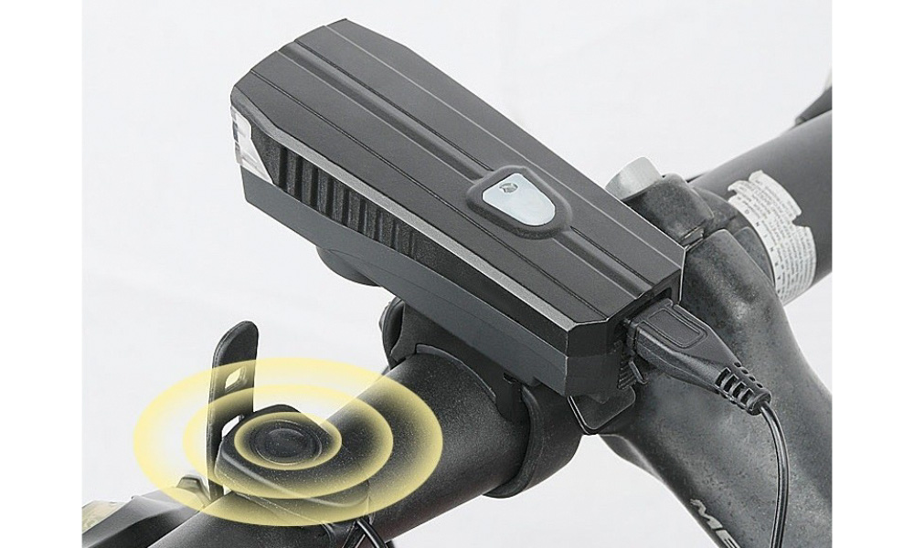 Фотографія Ліхтар передній BC-FL1588 350 лм LED живлення Li-on 1200 мАг з ел дзвінком USB, чорний 3